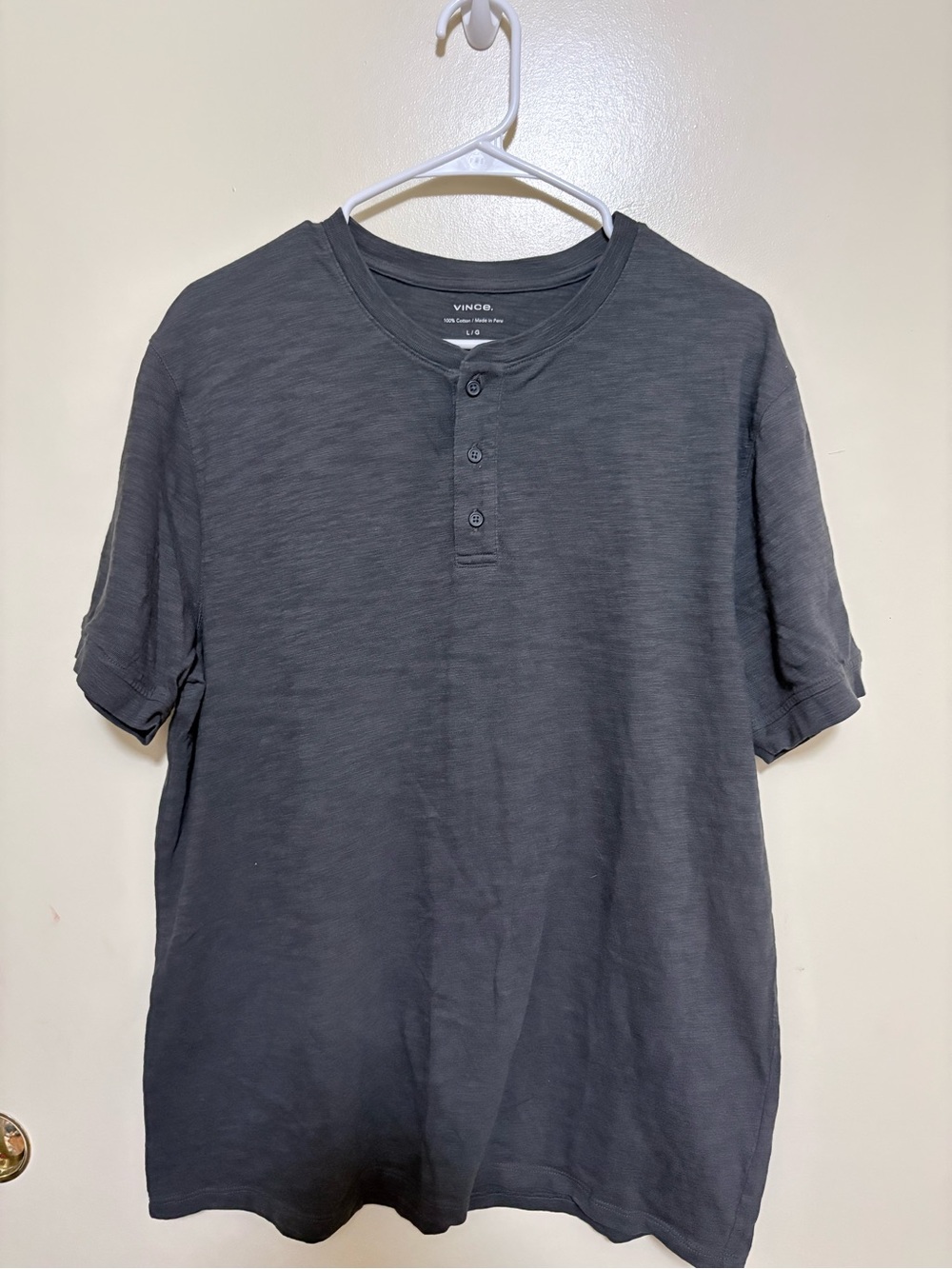 Vince Charcoal Gray Short-Sleeve Henley